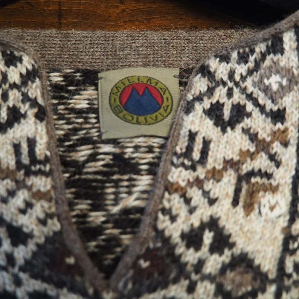 Women's 100% Hand Loomed Alpaca Pullover Sweater - Millma Bolivia Size Small - Picture 7 of 8